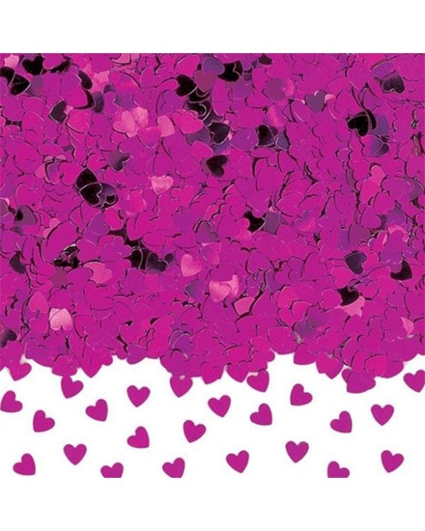 Hot Pink Sparkle Hearts Metallic Confetti (14g pack)