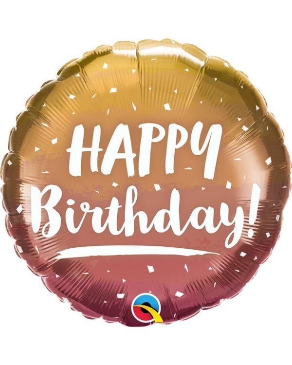 Happy Birthday Rose &amp; Gold Ombre - 18&quot; Foil