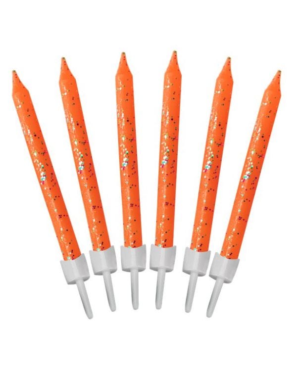 Orange Glitter Candles (12pk)
