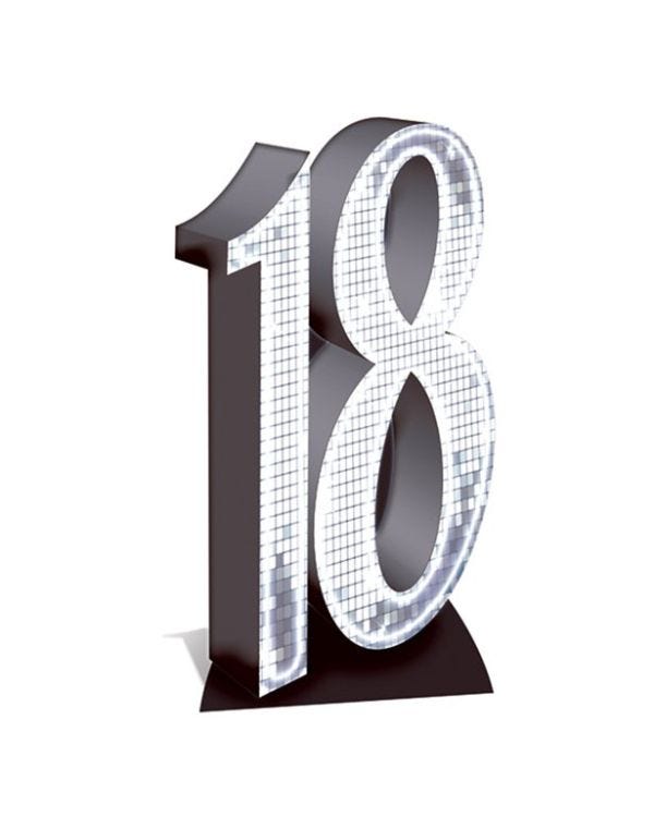 Number 18 Silver Cardboard Cutout - 176cm x 100cm