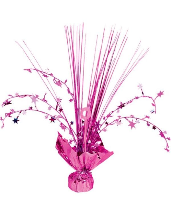 Bright Pink Foil Spray Table Centrepiece - 30cm