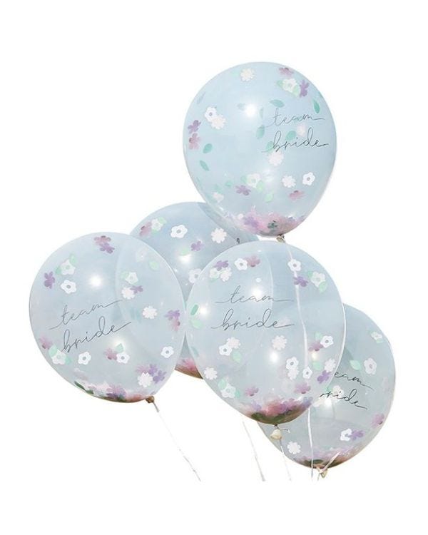 Team Bride Flower Confetti Latex Balloons - 12&quot; (5pk)