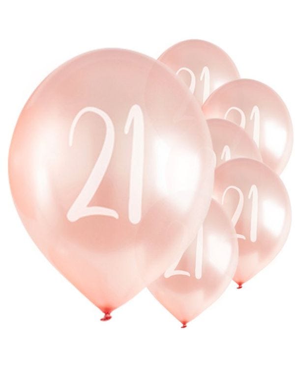 Rose Gold 21st Milestone Balloons - 12&quot; Latex (5pk)