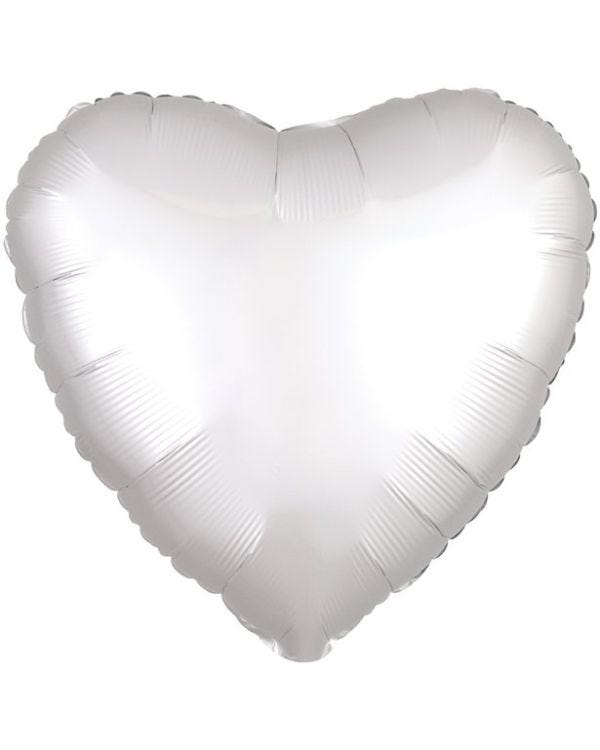White Satin Luxe Heart Balloon - 18&quot; Foil