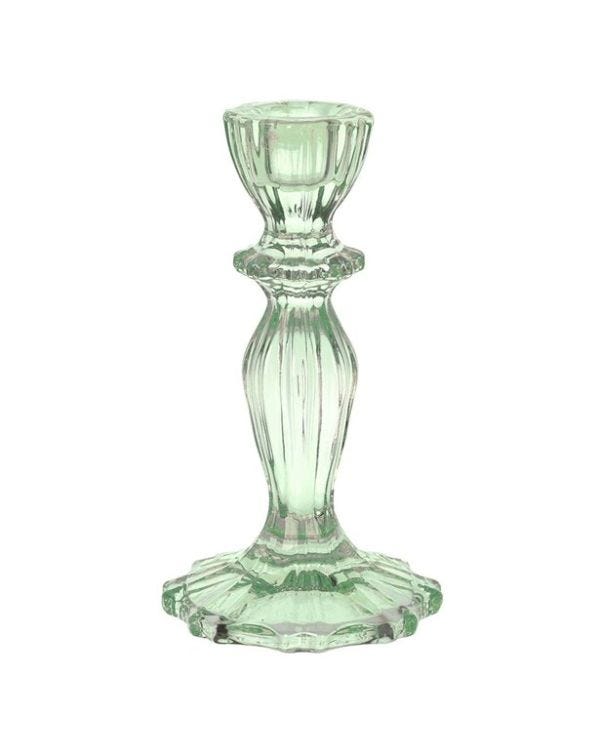 Green Glass Candle Holder - 16cm