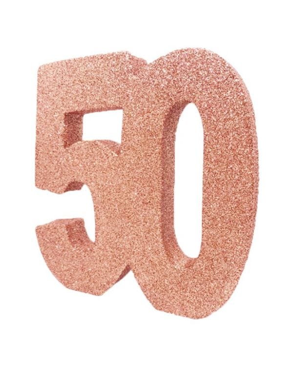 Age 50 Rose Gold Glitter Table Decoration