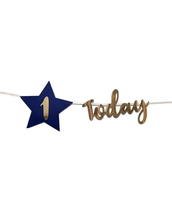 Personalised Navy &amp; Gold  &#039;Today&#039; Bunting with Stickers