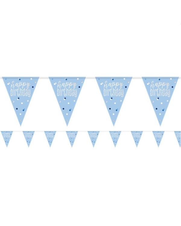 Blue &#039;Happy Birthday&#039; Plastic Bunting - 2.75m