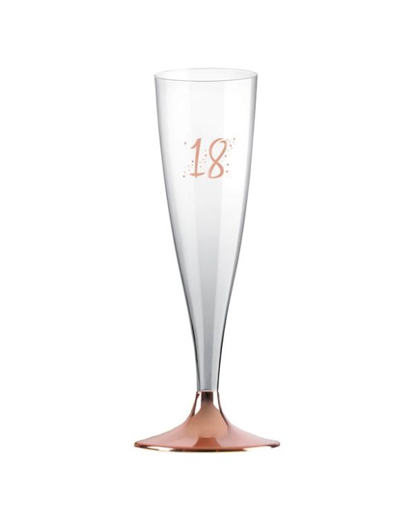18th Rose Gold Champagne Flutes - 140ml (6pk)