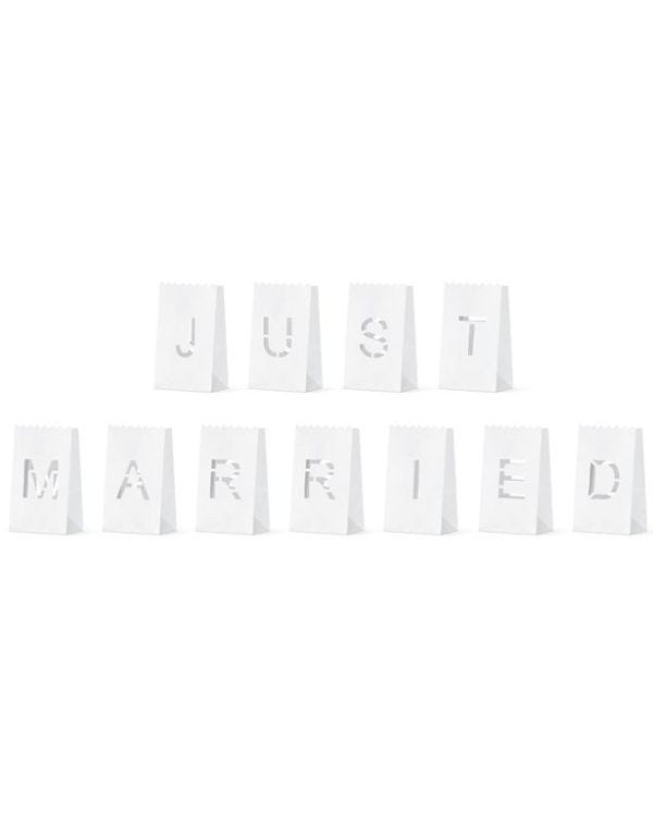 Just Married Lantern Candle Bags - 19cm (11pk)