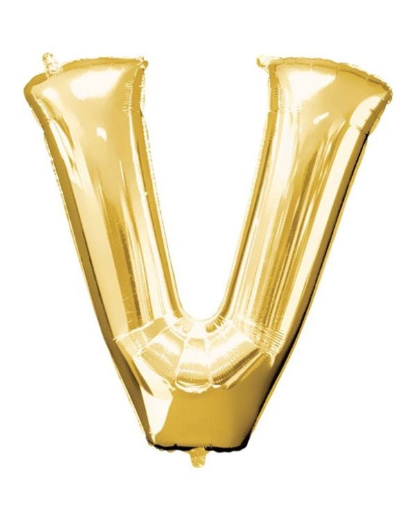 Gold Letter V Balloon - 34&quot; Foil