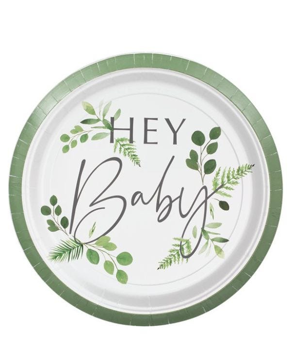 Botanical Baby Paper Plates - 24cm (8pk)