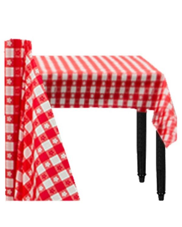 Red Gingham Plastic Banqueting Roll - 30m x 1m