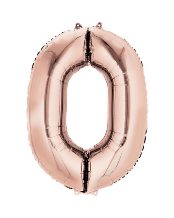Number 0 Rose Gold Foil Balloon - 34&quot;