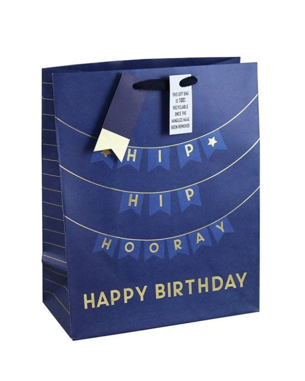 Navy Happy Birthday Large Gift Bag