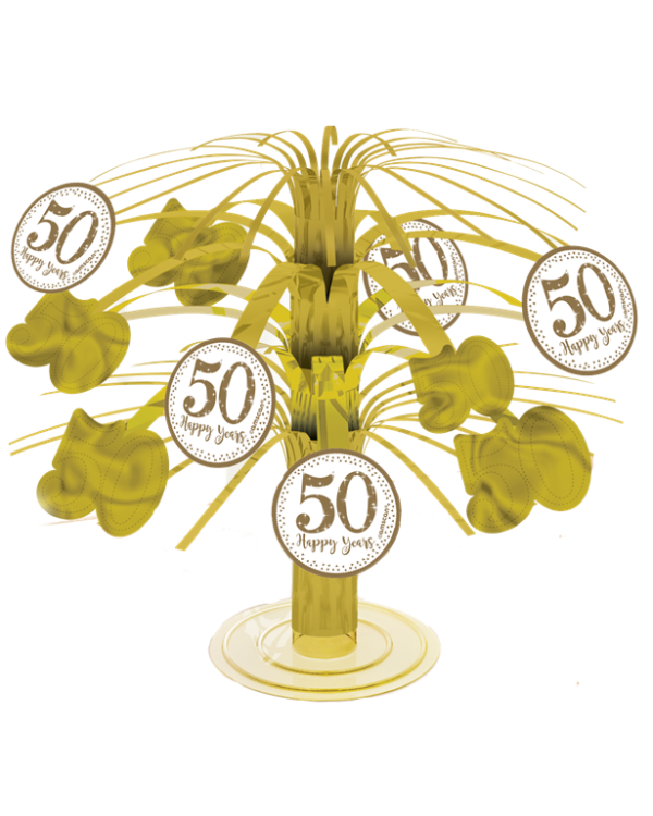50th Gold Sparkling Wedding Anniversary Table Centrepiece - 19cm