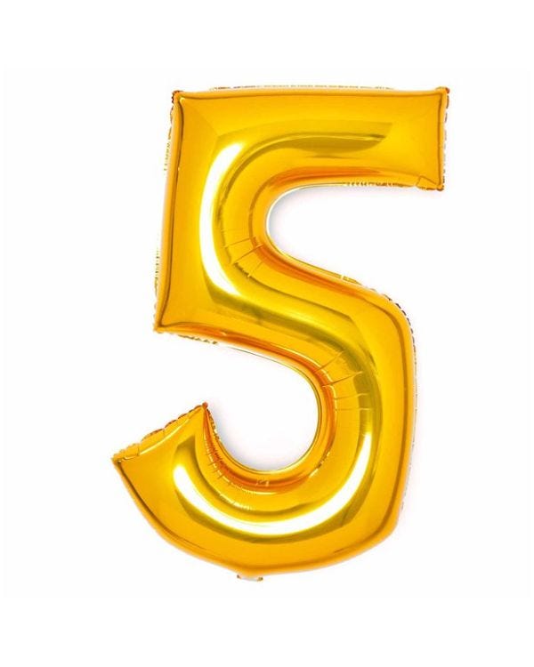 Number 5 Gold Foil Balloon - 34&quot;