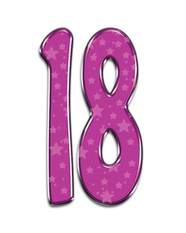 Number 18 Pink Cardboard Cutout - 167cm x 93cm