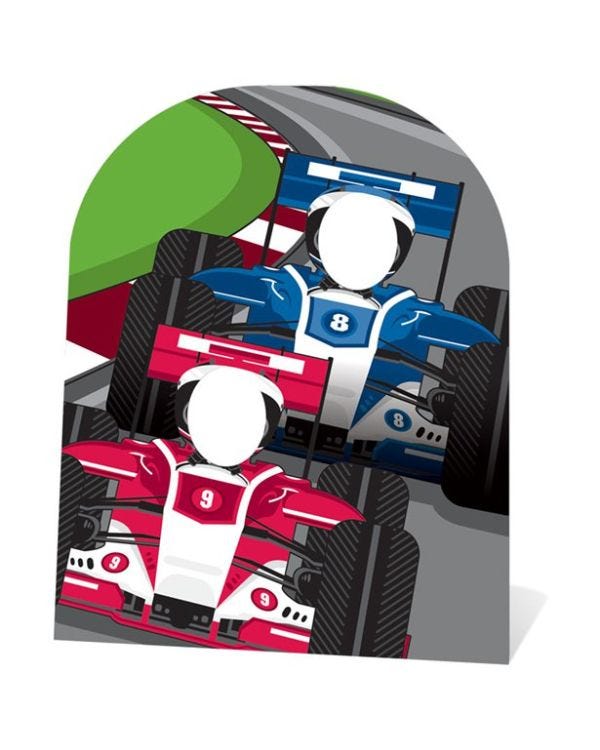 Racing Cars Stand-In Cardboard Photo Prop - 120cm x 103cm