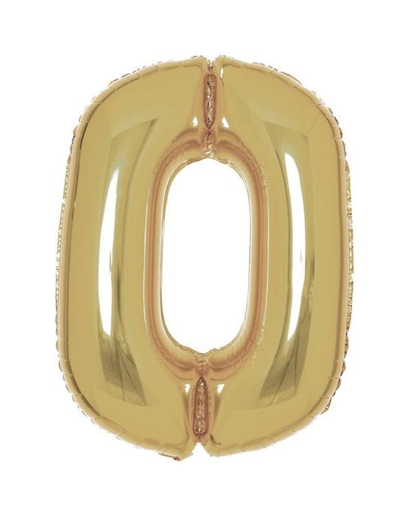 Number 0 White Gold Foil Balloon - 34&quot;