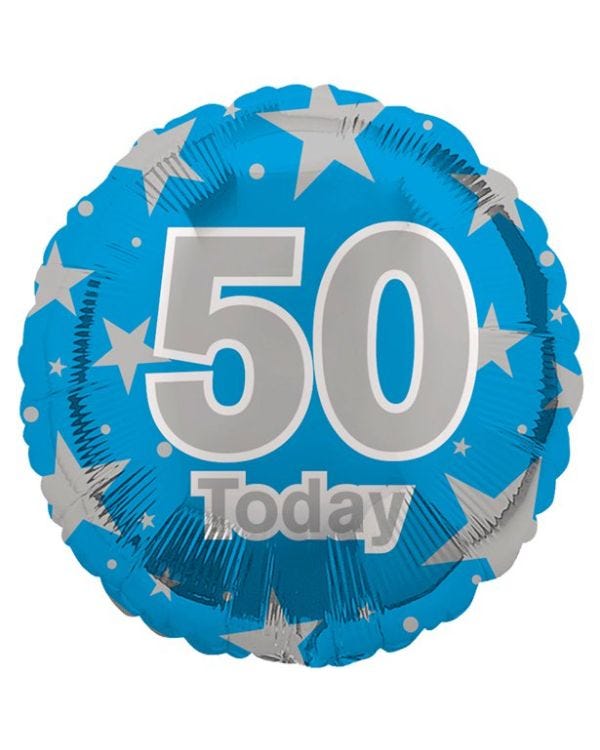 50th Blue Birthday Balloon - 18&quot; Foil