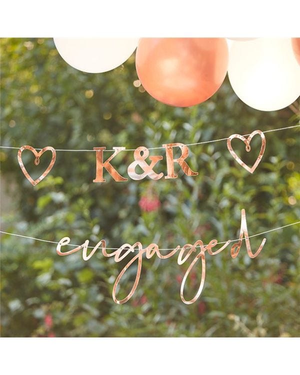 Engaged Rose Gold Customisable Bunting