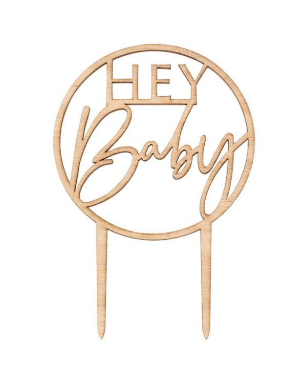 Botanical Baby Wooden Hey Baby Cake Topper