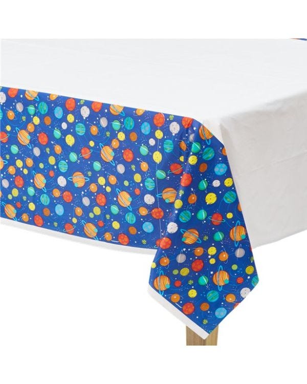 Blast Off Birthday Plastic Table Cover - 1.37m x 2.6m
