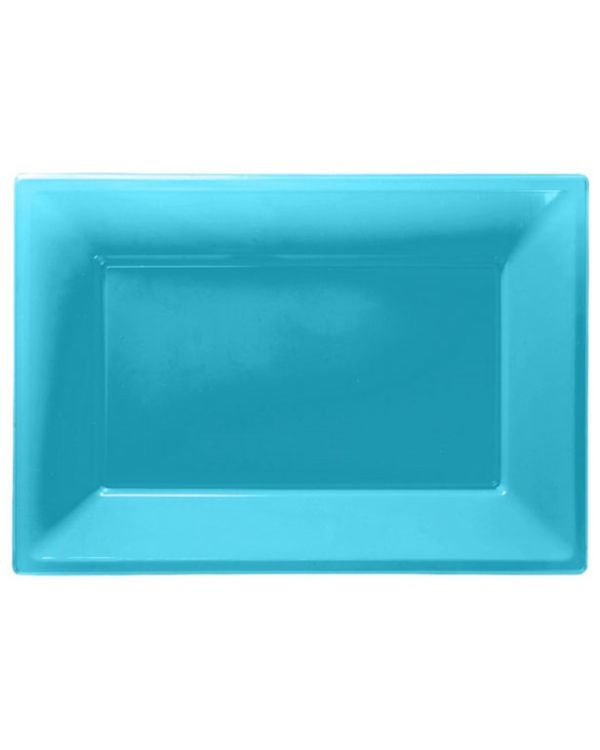 Turquoise Plastic Serving Platters - 23cm x 32cm (3pk)