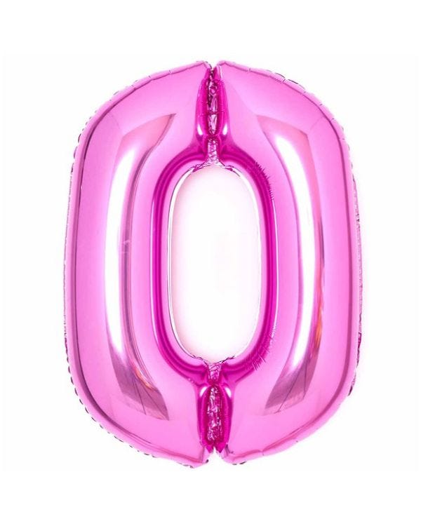 Number 0 Pink Foil Balloon - 34&quot;