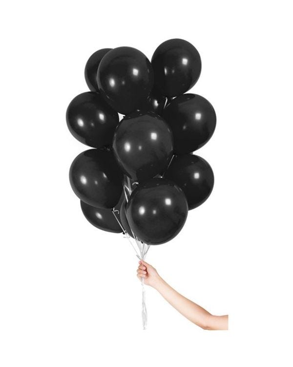 Black Balloons with Ribbon - 9&quot; Latex (30pk)