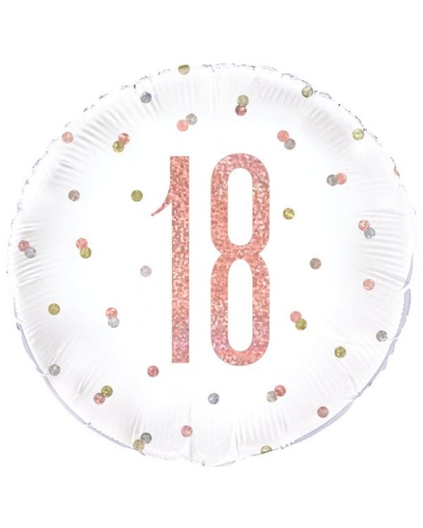 Rose Gold Glitz Number 18th Birthday Balloon - 18&quot; Foil