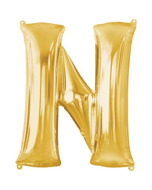 Gold Letter N Balloon - 16&quot; Foil