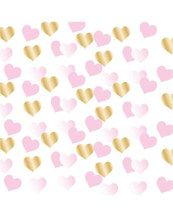 1st Birthday Pink &amp; Gold Heart Confetti