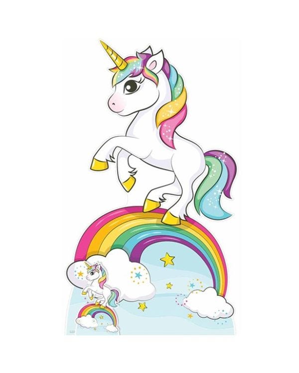 Giant Rainbow Unicorn Cardboard Cutout - 163cm x 95cm