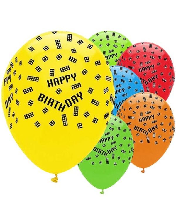 Block Party &#039;Happy Birthday&#039; Latex Balloons - 12&#039;&#039; (6pk)