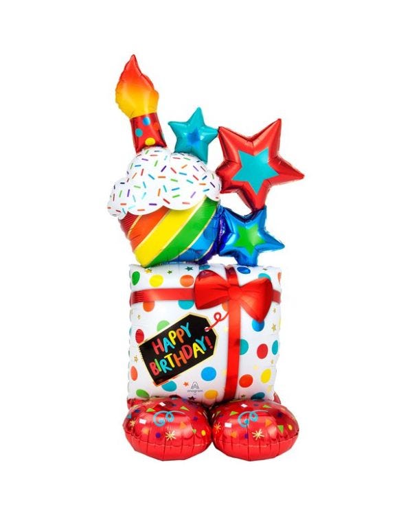 Colourful Birthday Cluster AirLoonz Balloon - 55&quot; Foil