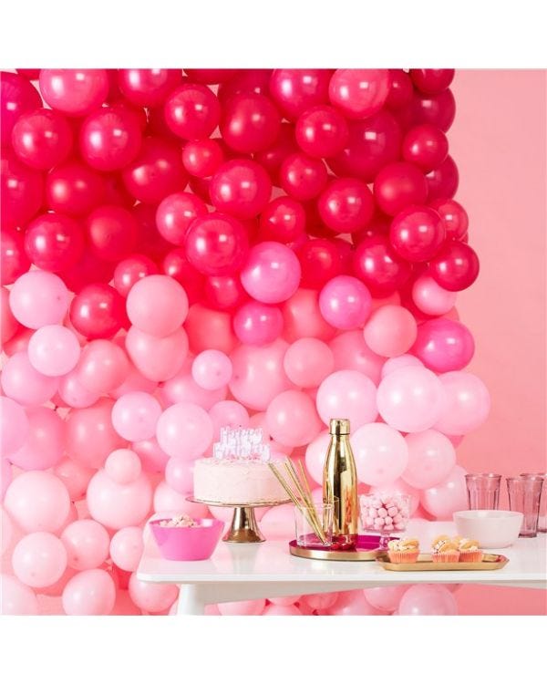 Ombre Pink Balloon Wall - 210 Latex Balloons