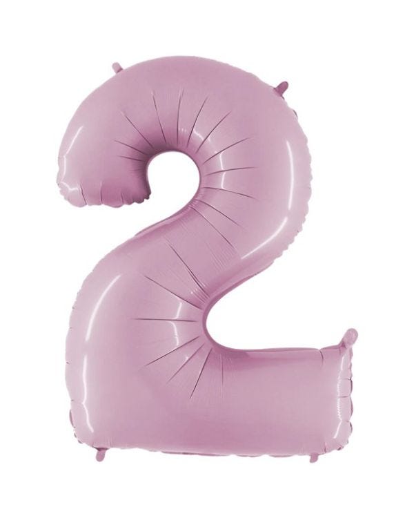 Number 2 Pastel Pink  Foil Balloon - 40&quot;