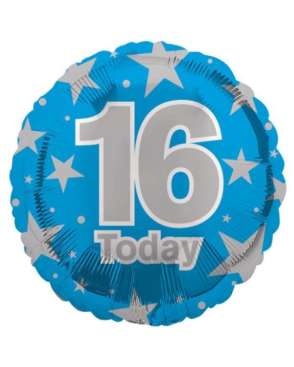 16th Blue Birthday Balloon - 18&quot; Foil