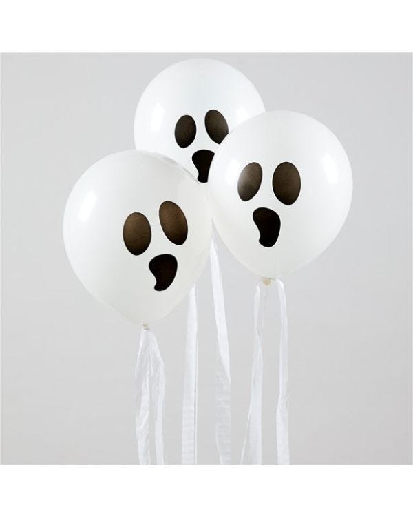 Ghost Balloons with Streamers - 11&quot; Latex (3pk)