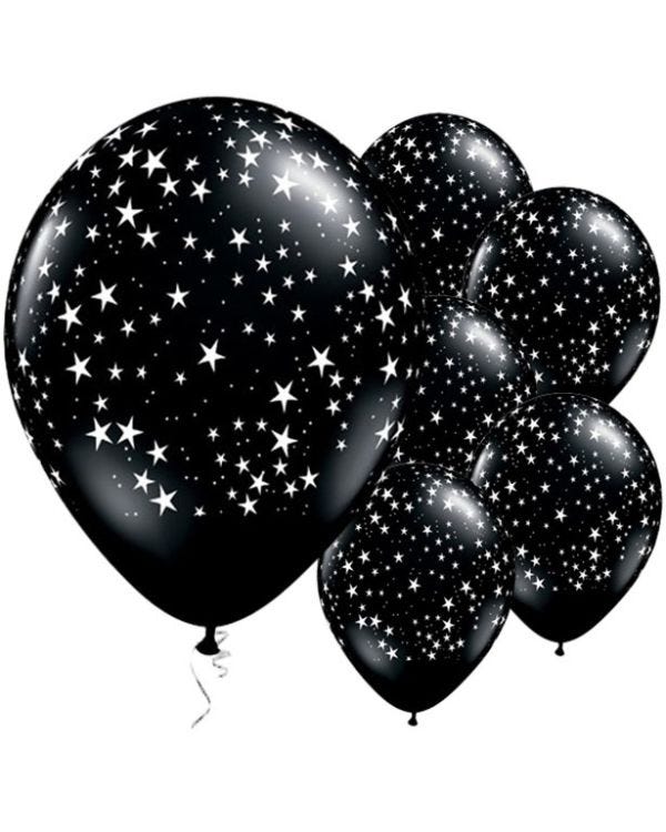 Onyx Black Stars Balloons - 11&quot; Latex (25pk)