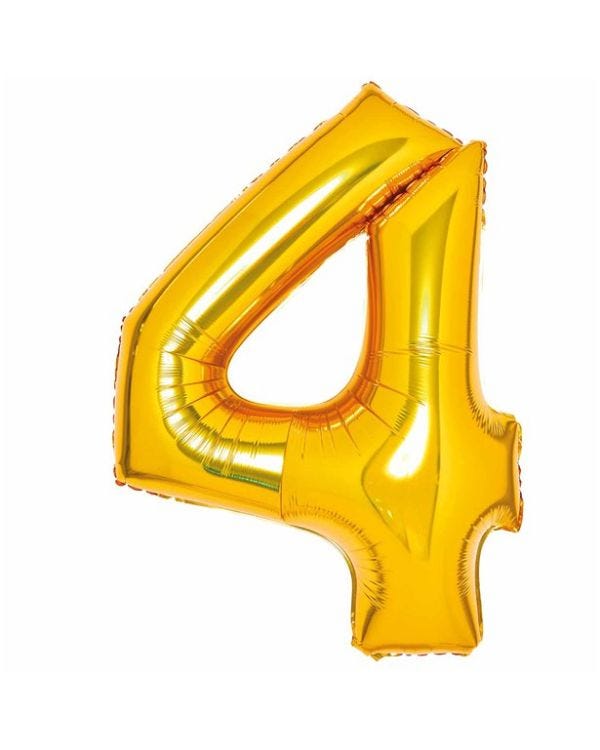 Number 4 Gold Foil Balloon - 34&quot;