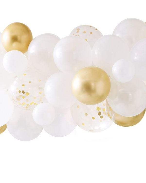Gold and White Botanical Hen Party Balloon Arch - 55 Balloons