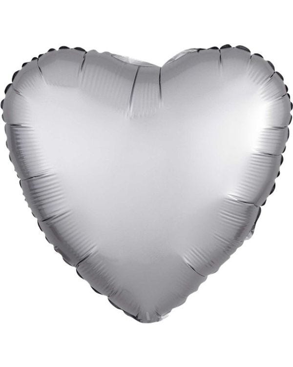 Platinum Satin Luxe Heart Foil Balloon - 18&quot;