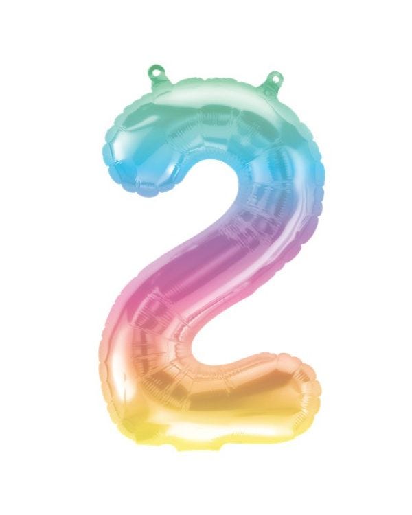 Pastel Ombre Number 2 Balloon - 16&quot; Foil