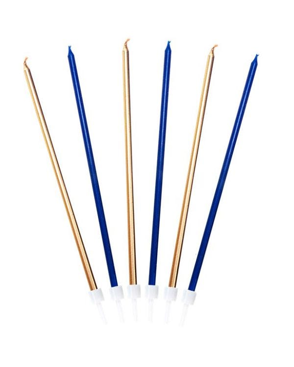 Navy &amp; Gold Tall Candles (Candles) (16pk)