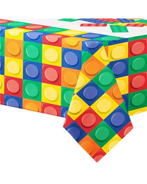 Block Party Plastic Table Cover - 1.37m x 2.59m
