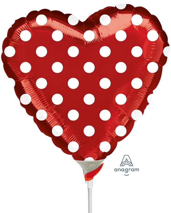 Red Polka Dot Heart Mini Air-fill (Uninflated)
