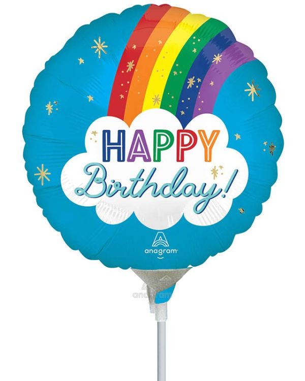 Satin Happy Birthday Rainbow Mini Air Fill Balloon - 9&quot;
